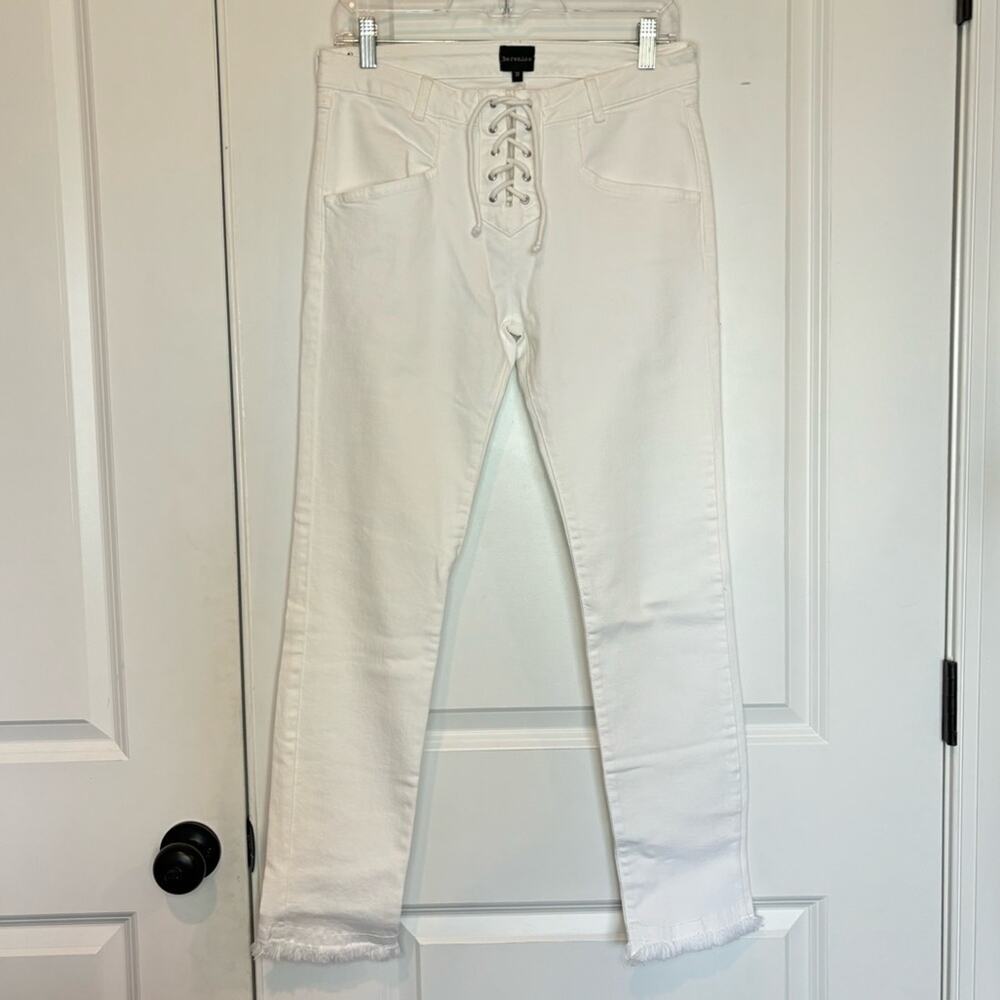 Berenice White Lace Up Raw Hem Skinny Jeans 38/4